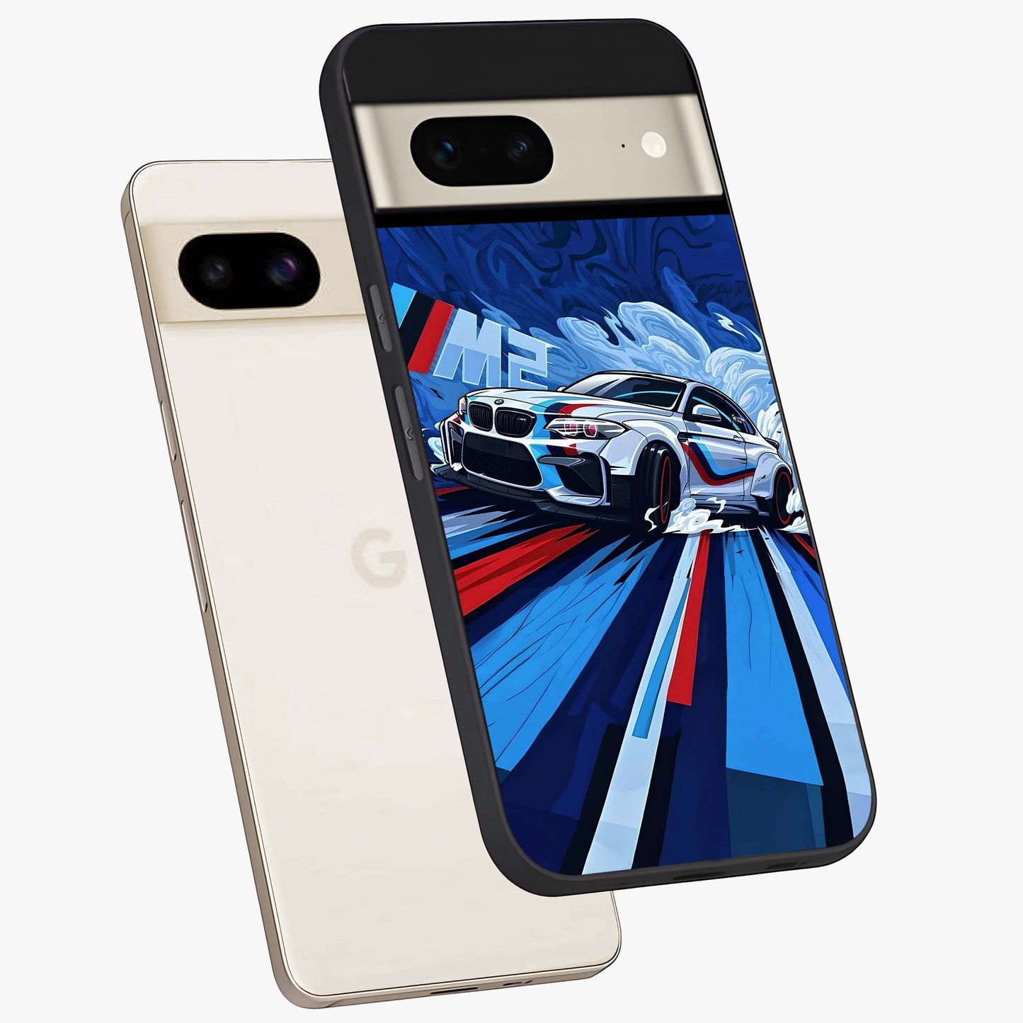 Drift Power Rush Glass Case displayed in angled mockup highlighting powerful drift car design with sporty aesthetic style.