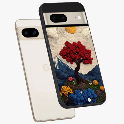 Eternal Nature Tapestry Glass Case displayed in angled mockup highlighting detailed botanical pattern with artistic aesthetic.