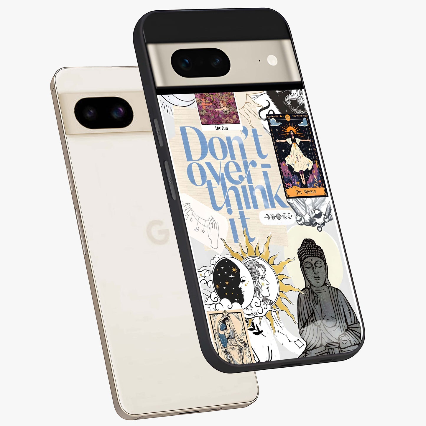 Ethereal Thoughts Glass Case displayed in angled mockup highlighting soft abstract design with calm ethereal aesthetic.