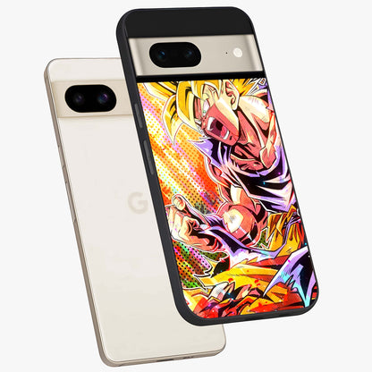 Firing Goku Glass Case displayed in angled mockup highlighting dynamic anime character design with action aesthetic.