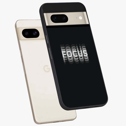 Focus Mode On Glass Case displayed in angled mockup highlighting clean minimal text artwork with modern aesthetic style.