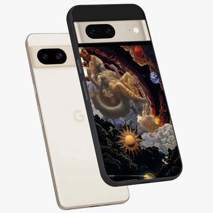 Galactic Divine God Glass Case displayed in angled mockup highlighting powerful celestial deity illustration with galactic aesthetic.