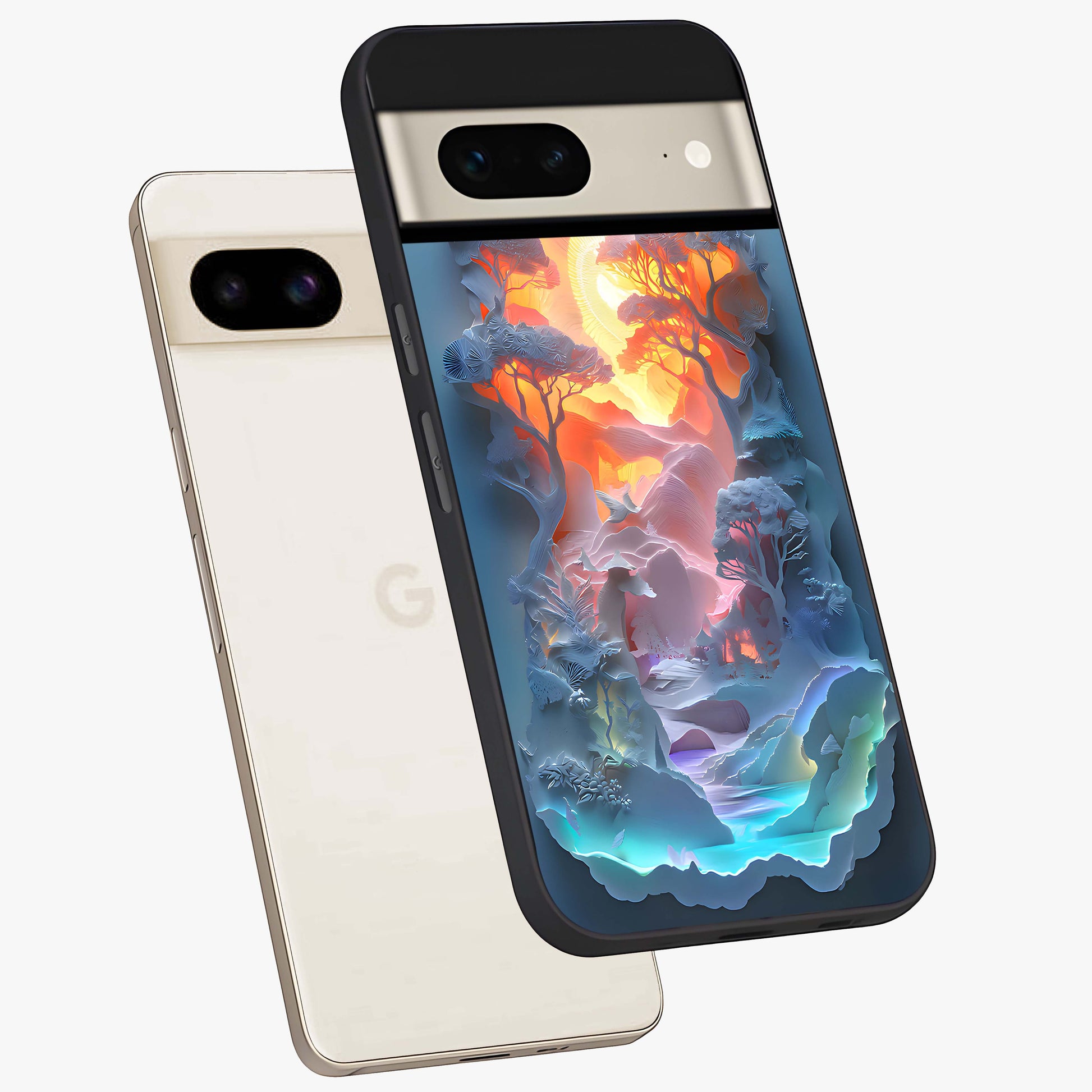 Glow Forest Portal Glass Case displayed in angled mockup highlighting mystical forest design with magical glowing aesthetic.