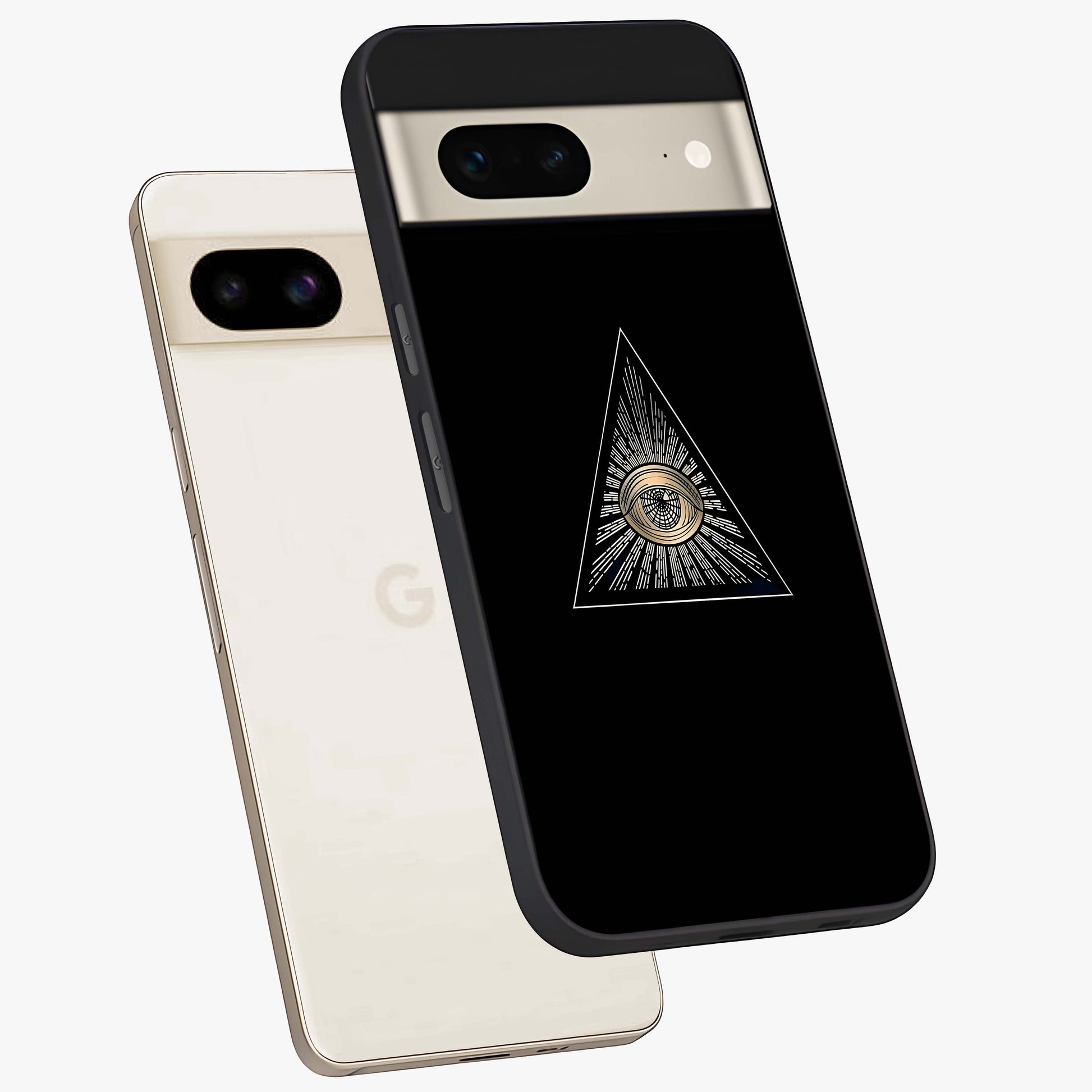 Illuminati Evil Glass Case displayed in angled mockup highlighting dark occult inspired design with bold aesthetic style.