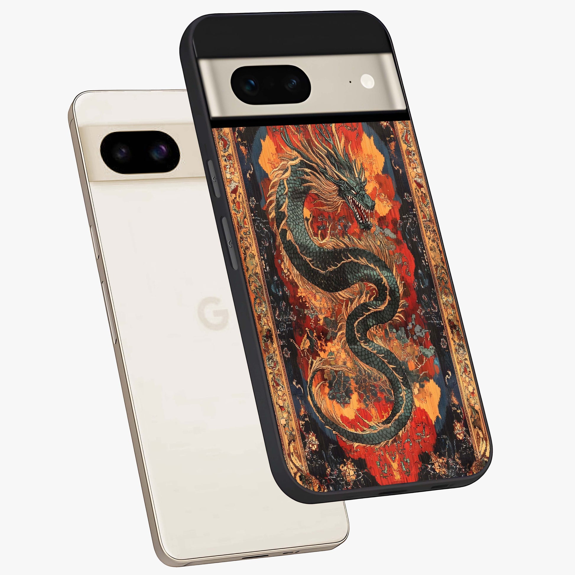 Inferno Dragon Soul Glass Case displayed in angled mockup highlighting powerful dragon illustration with inferno aesthetic.