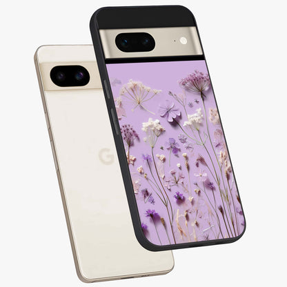 Lavender Blossom Dream Glass Case displayed in angled mockup highlighting dreamy lavender flower design with calming aesthetic style.