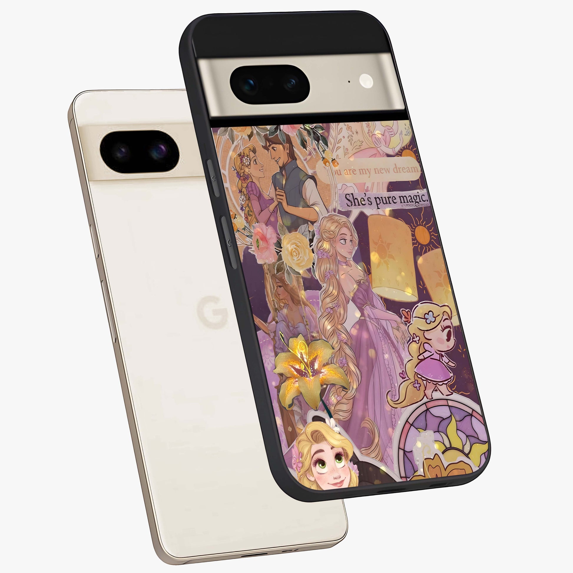 Magical Tangled Dream Glass Case displayed in angled mockup highlighting whimsical fantasy design with magical aesthetic.