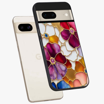Marble Flower Pattern Glass Case displayed in angled mockup highlighting elegant marble floral design with modern aesthetic.