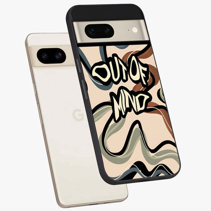 Out Of Mind Glass Case displayed in angled mockup highlighting bold statement design with modern artistic aesthetic.