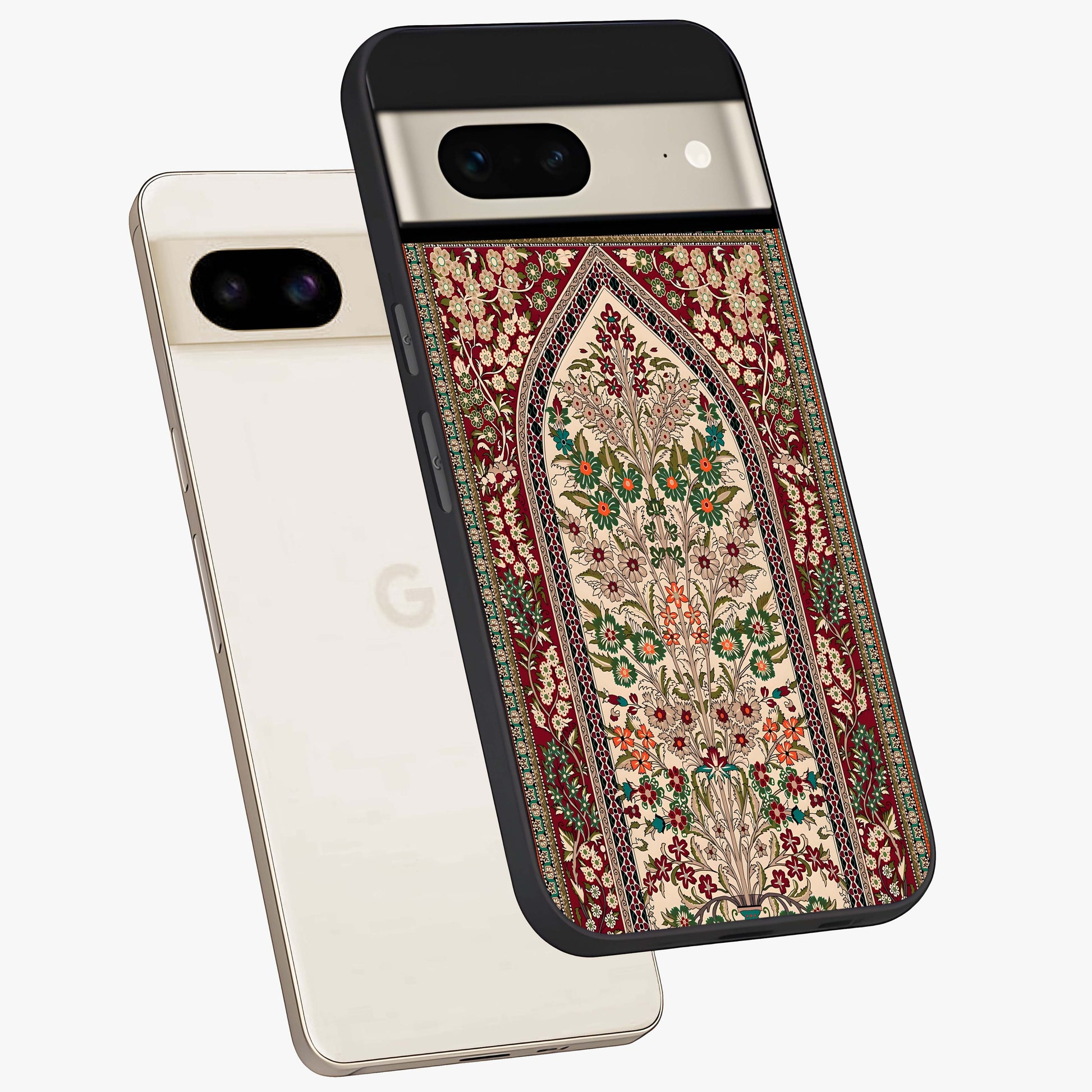 Persian Inspired Glass Case displayed in angled mockup highlighting intricate traditional design with elegant cultural aesthetic.