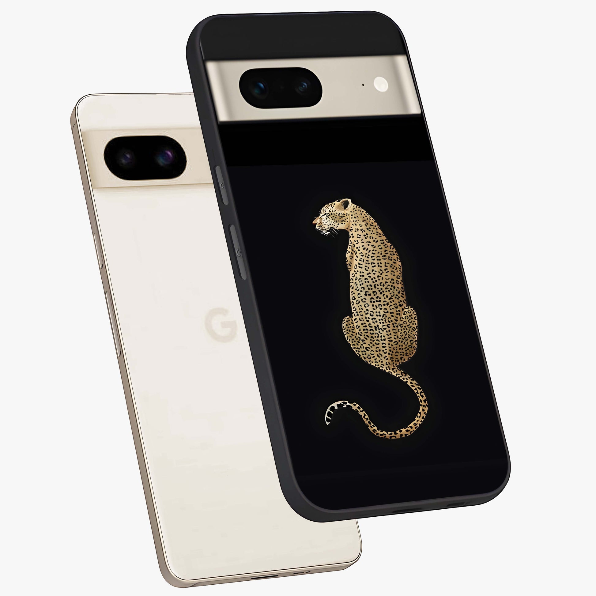 Regal Leopard Glass Case displayed in angled mockup highlighting powerful animal illustration with stylish wild aesthetic.