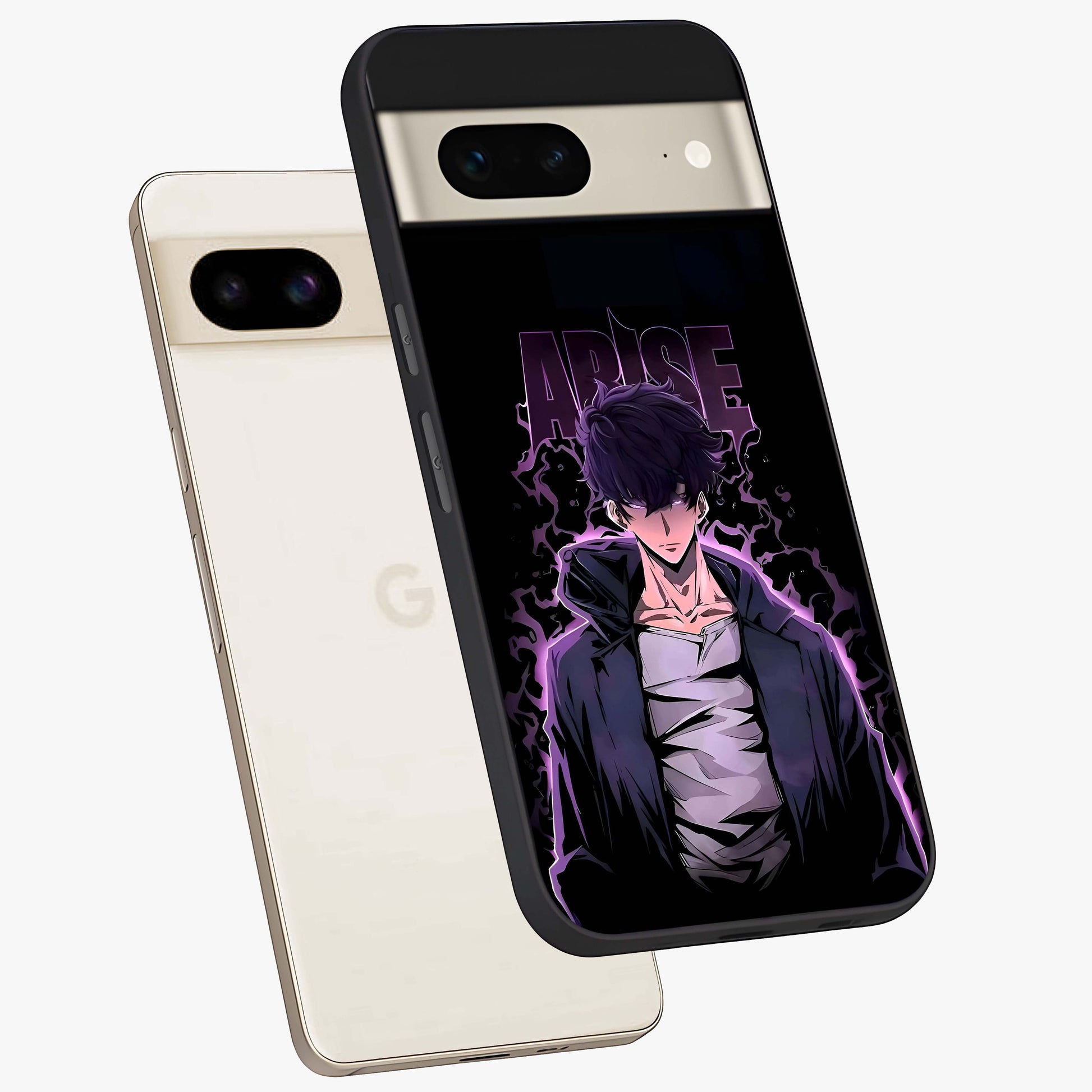 Shadow Monarch Awakening Glass Case displayed in angled mockup highlighting dramatic shadow warrior design with fantasy aesthetic.