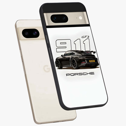 Turbo Legacy Icon Glass Case displayed in angled mockup highlighting dynamic automotive design with performance aesthetic.