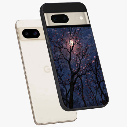 Twilight Sakura Serenade Glass Case displayed in angled mockup highlighting delicate sakura flower design with dreamy aesthetic.