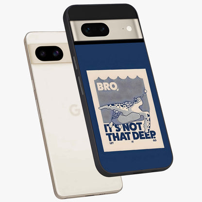 Worry Less Swim Glass Case displayed in angled mockup highlighting fun typography design with relaxed aesthetic style.