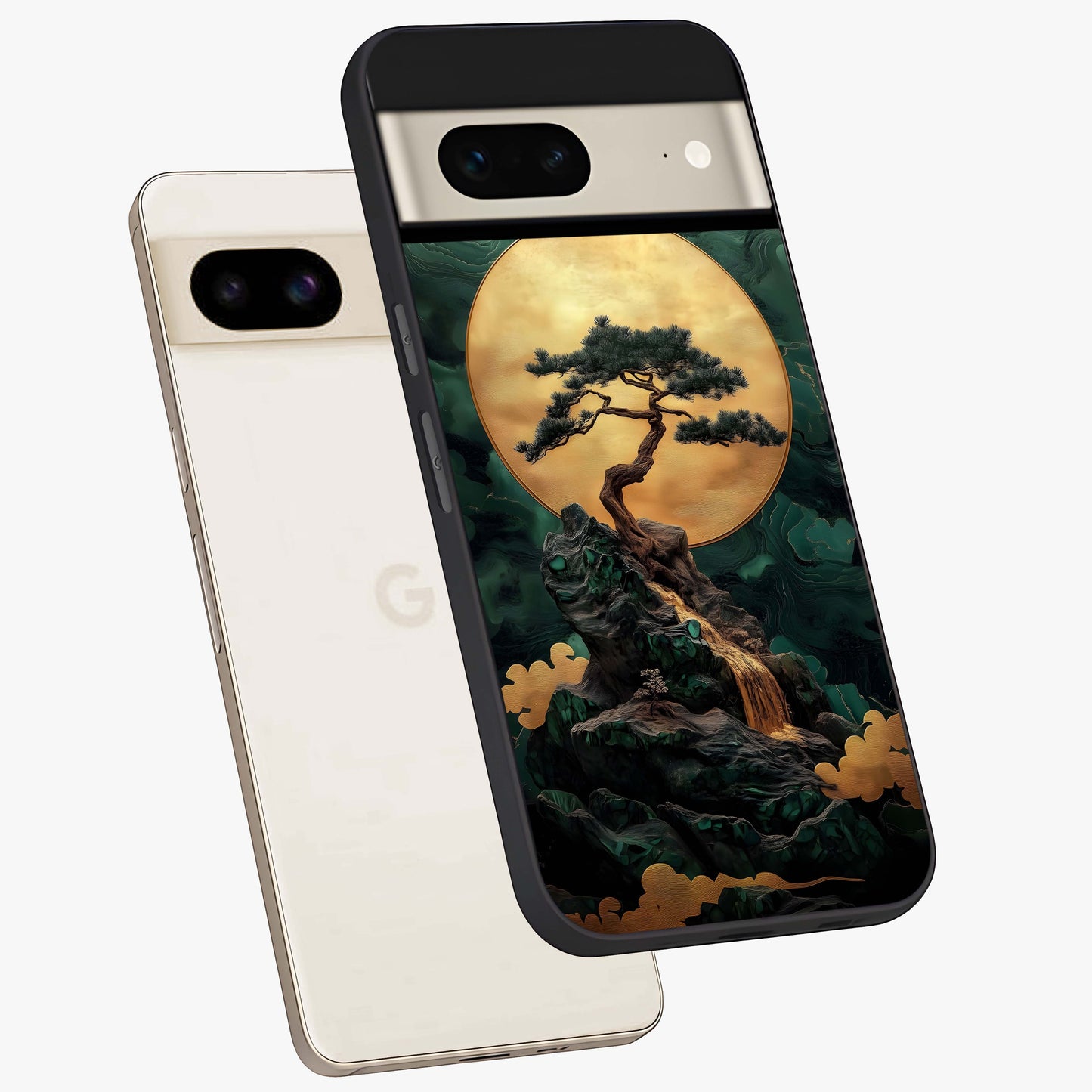 Zen Moon Rise Glass Case displayed in angled mockup highlighting peaceful lunar design with zen aesthetic style.