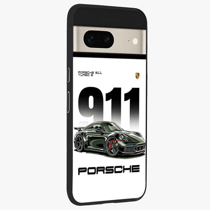 911 Turbo Dominance Glass Case upright perspective showcasing powerful racing design and modern automotive aesthetic.