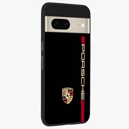 Black Minimal Porsche Glass Case upright view showcasing stylish automotive artwork with bold minimal theme.