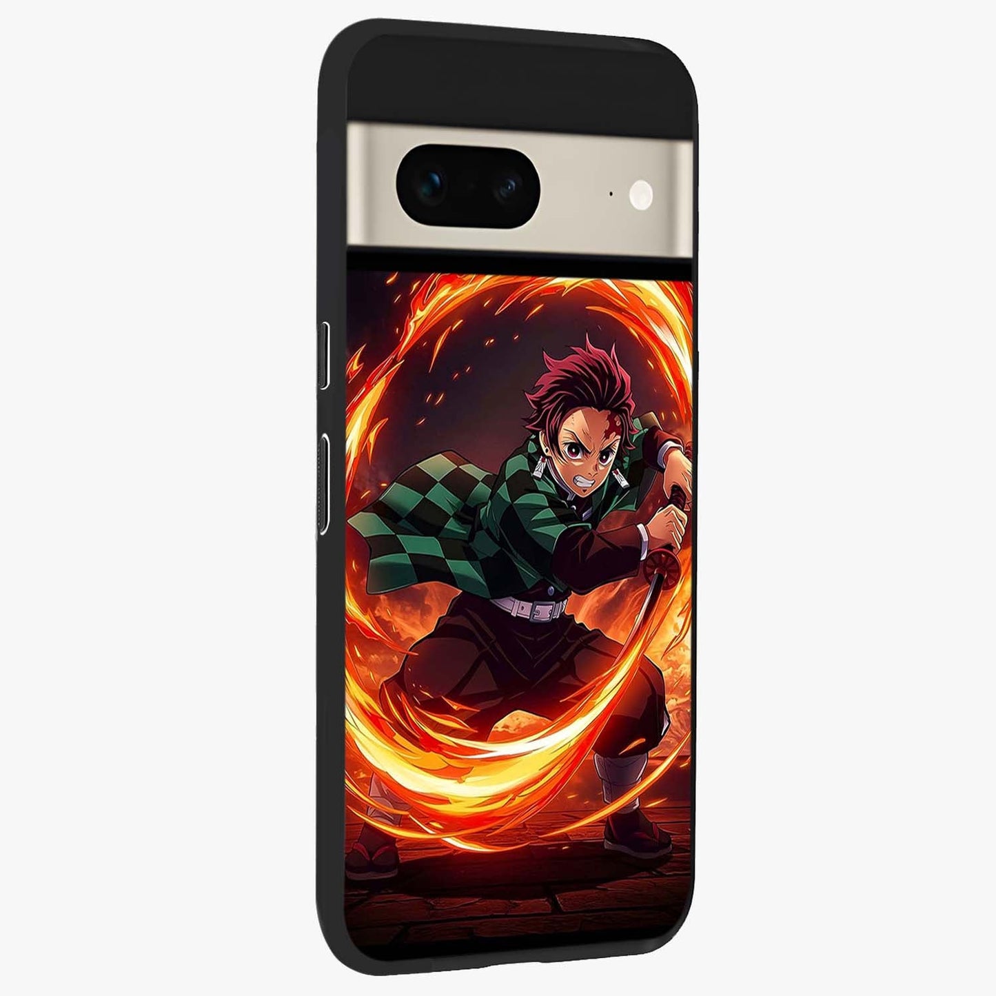 Blazing Sword Resolve Glass Case upright view showcasing dramatic warrior inspired artwork with intense visual style.