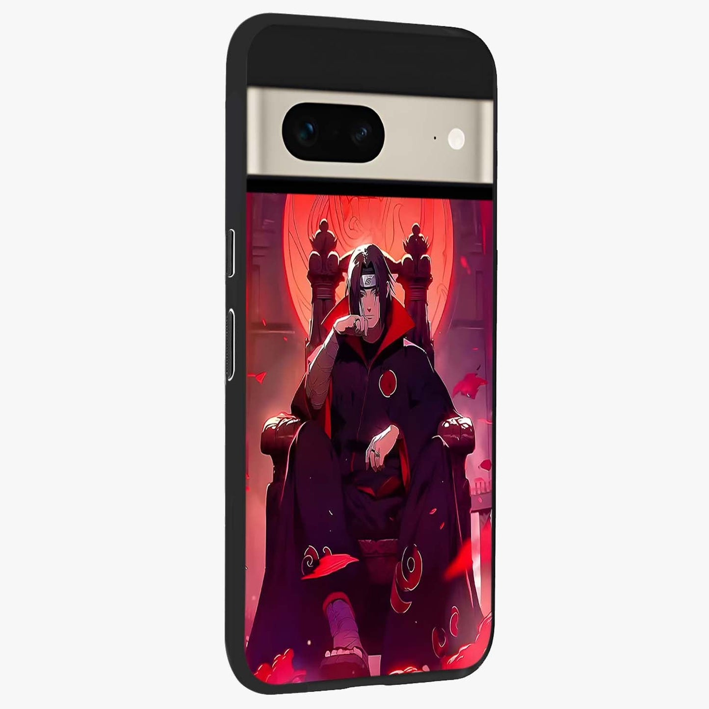 Blood Moon Sovereign Glass Case upright view showcasing powerful moon inspired artwork with cosmic aesthetic style.