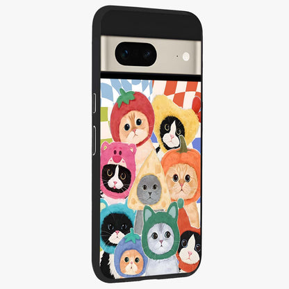 Cats in Fruits Glass Case upright view showcasing charming cat artwork with fun fruity theme.