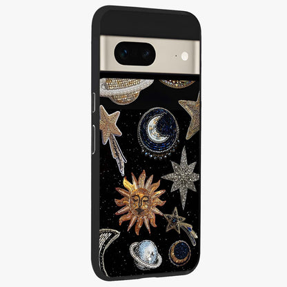 Celestial Gem Constellations Glass Case upright view showcasing cosmic constellation artwork with celestial aesthetic style.