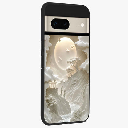 Celestial Origami Glass Case upright view showcasing creative origami artwork with modern celestial style.