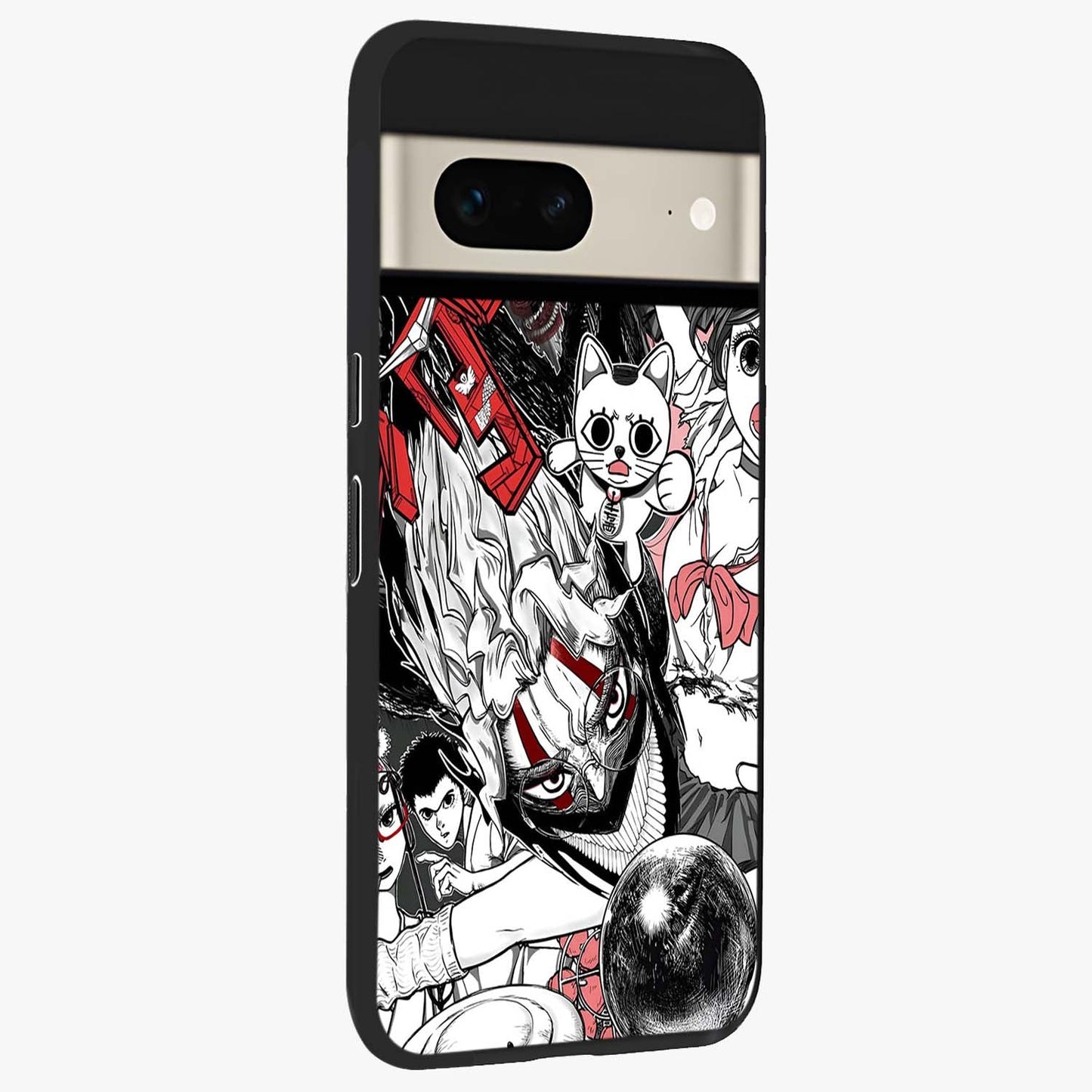 Crimson Chaos Panel Glass Case upright view showcasing intense crimson artwork with dramatic aesthetic style.