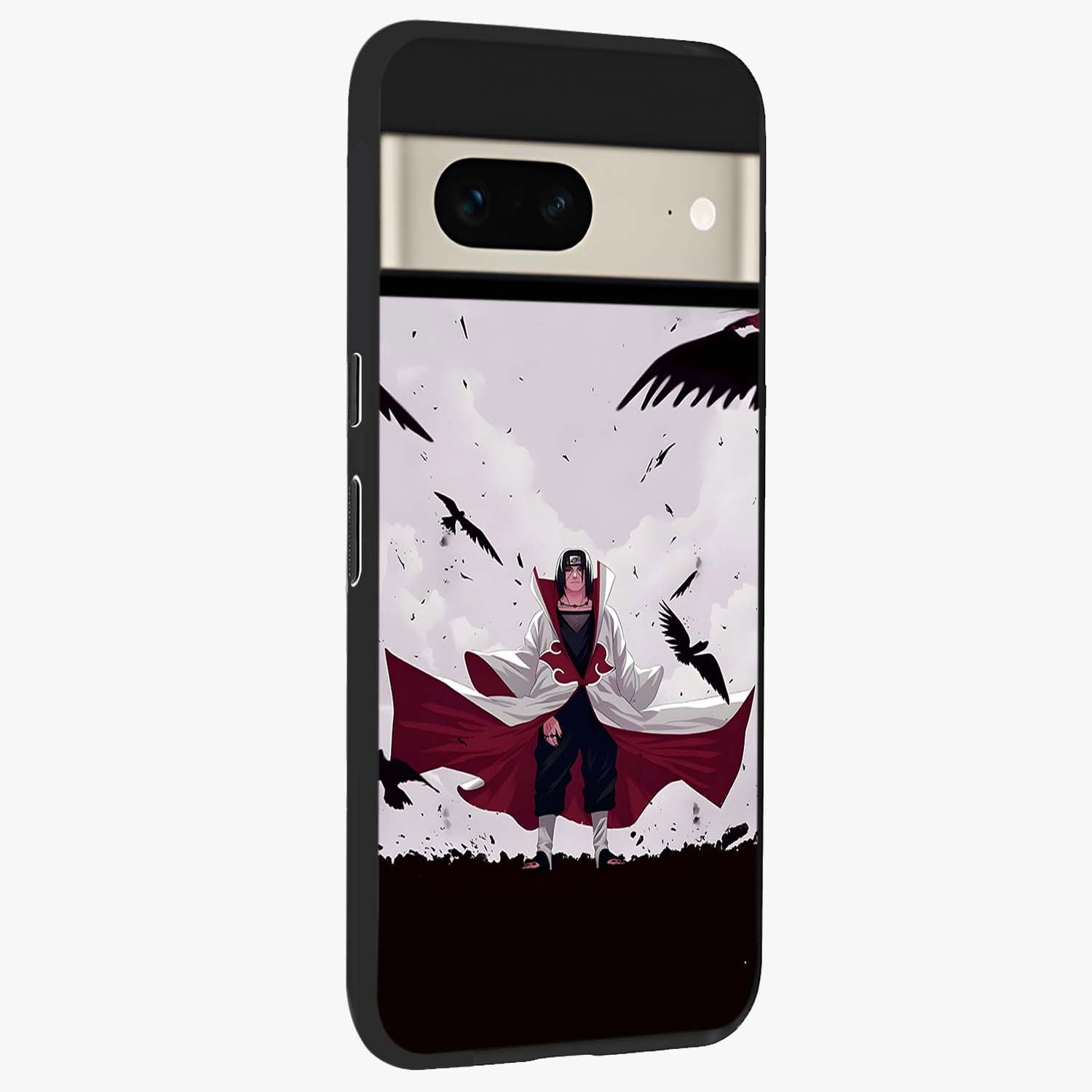 Crimson Crow Ascension Glass Case upright view showcasing dramatic crow artwork with bold gothic theme.