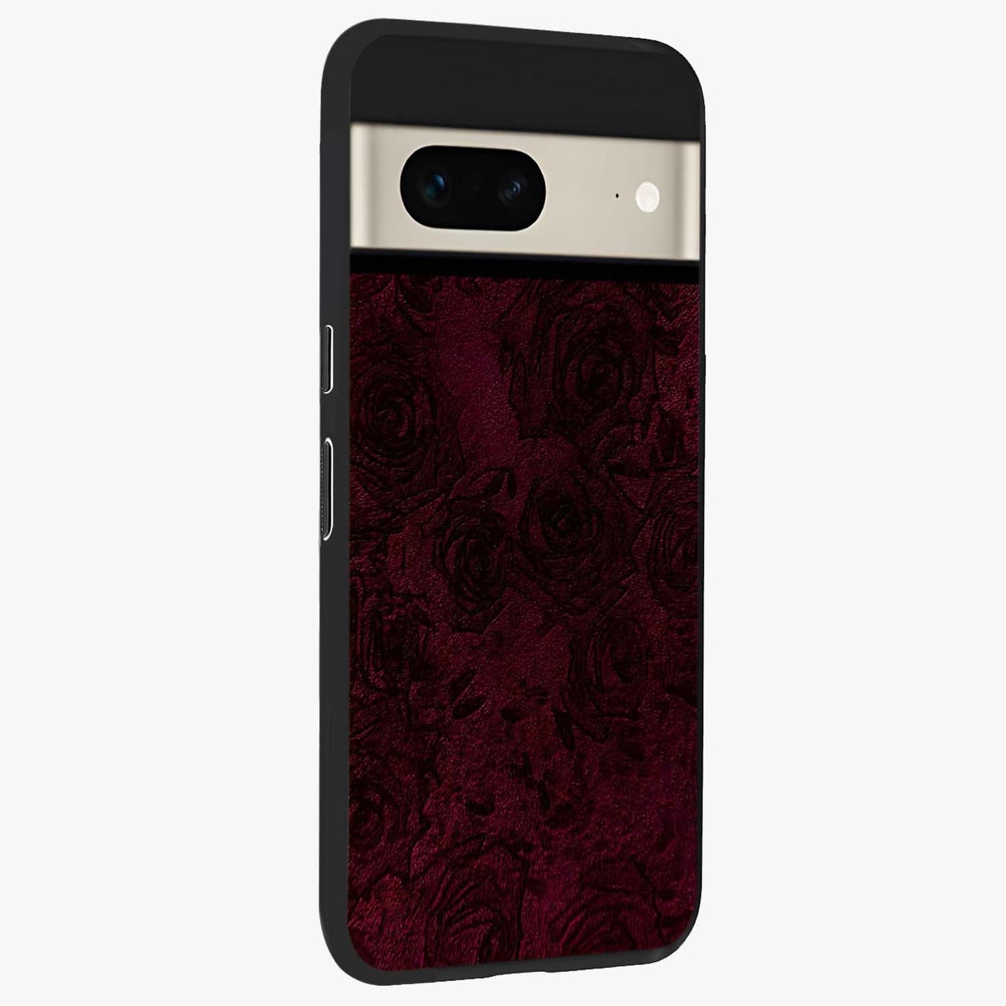Crimson Fade Flow Glass Case upright view showcasing dynamic crimson flow artwork with stylish abstract theme.