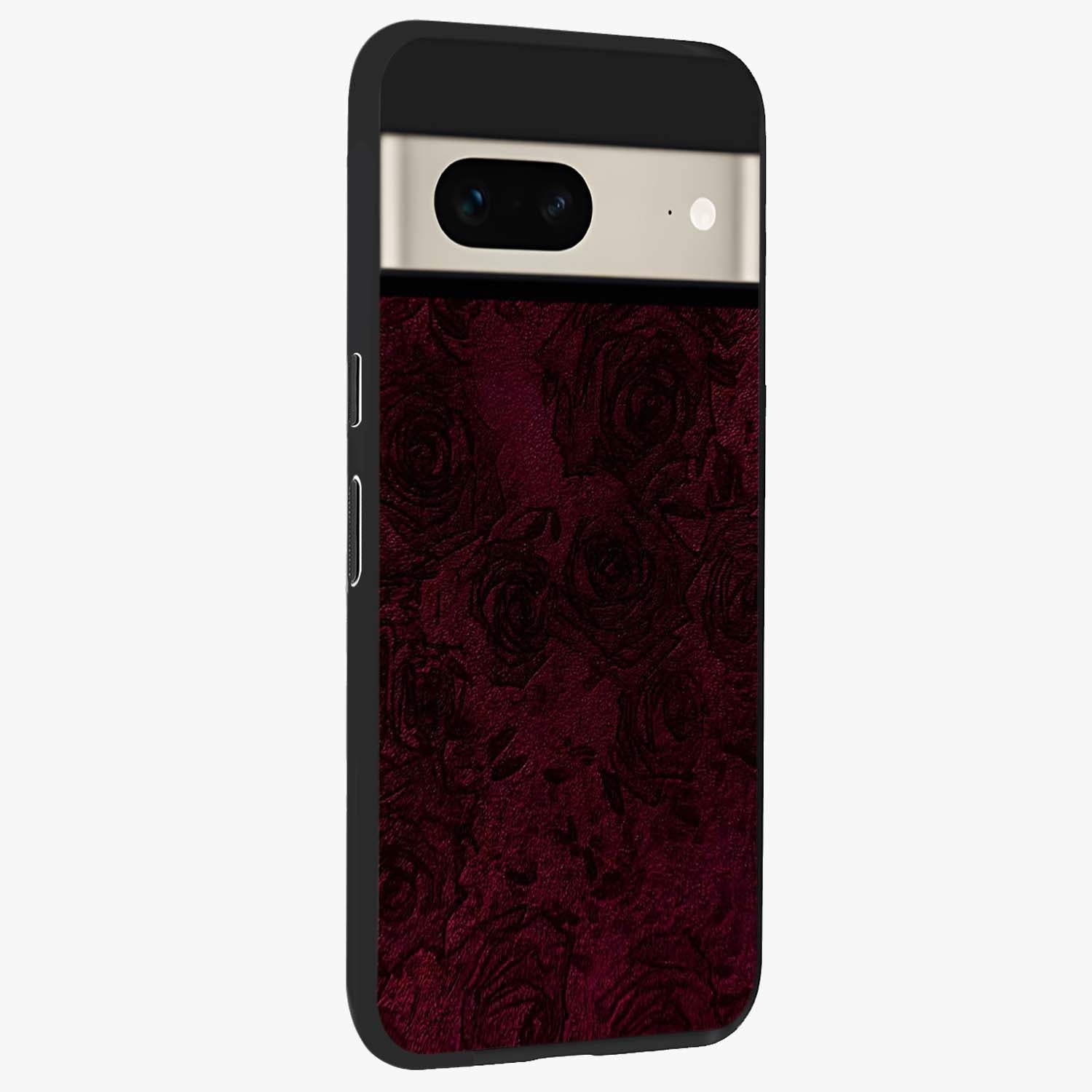 Crimson Fade Flow Glass Case upright view showcasing dynamic crimson flow artwork with stylish abstract theme.