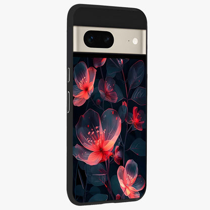 Dark Shade of Flower Glass Case upright view showcasing delicate flower artwork with rich dark floral theme.