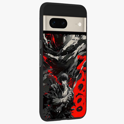 Demon Sword Resolve Glass Case upright view showcasing dramatic warrior artwork with intense battle theme.