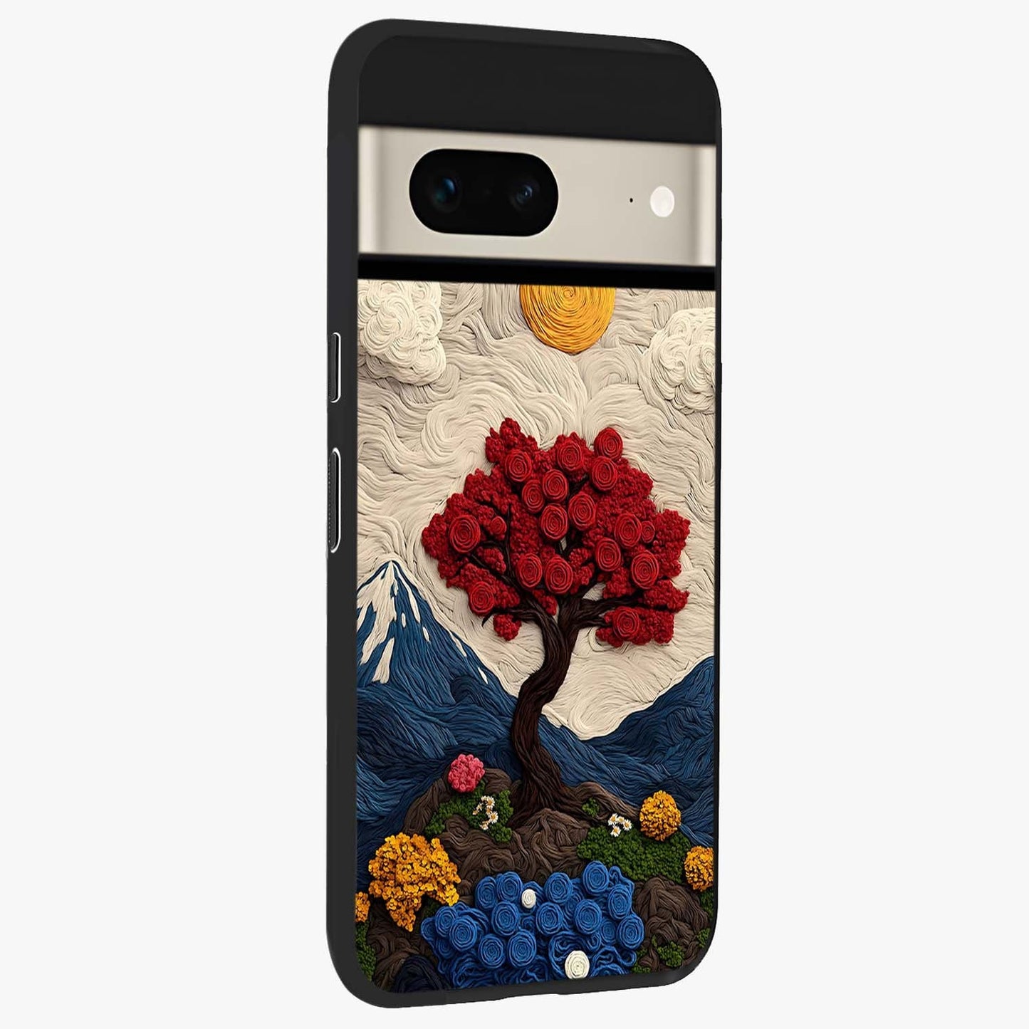 Eternal Nature Tapestry Glass Case upright view showcasing elegant nature tapestry design with decorative style.