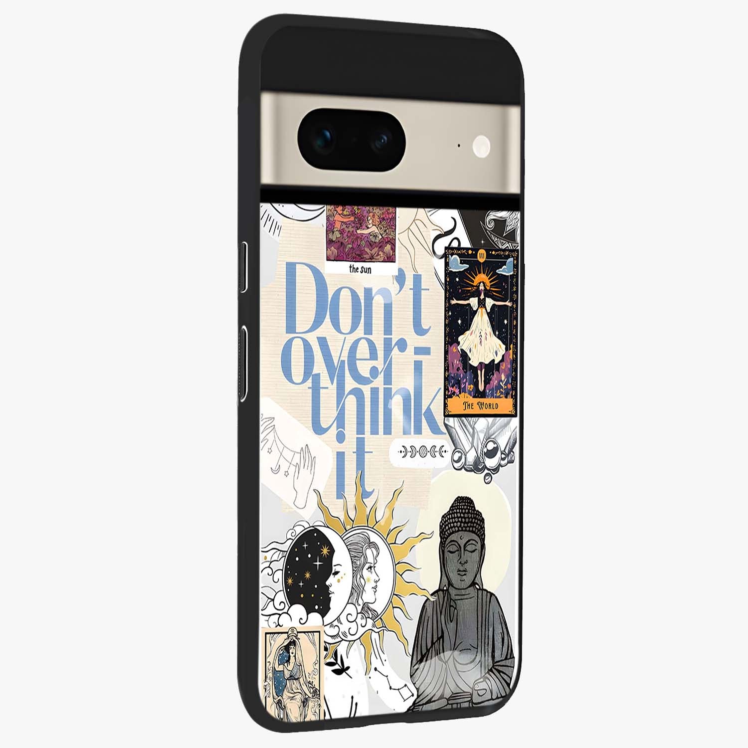 Ethereal Thoughts Glass Case upright view showcasing delicate artistic composition with peaceful dreamy theme.