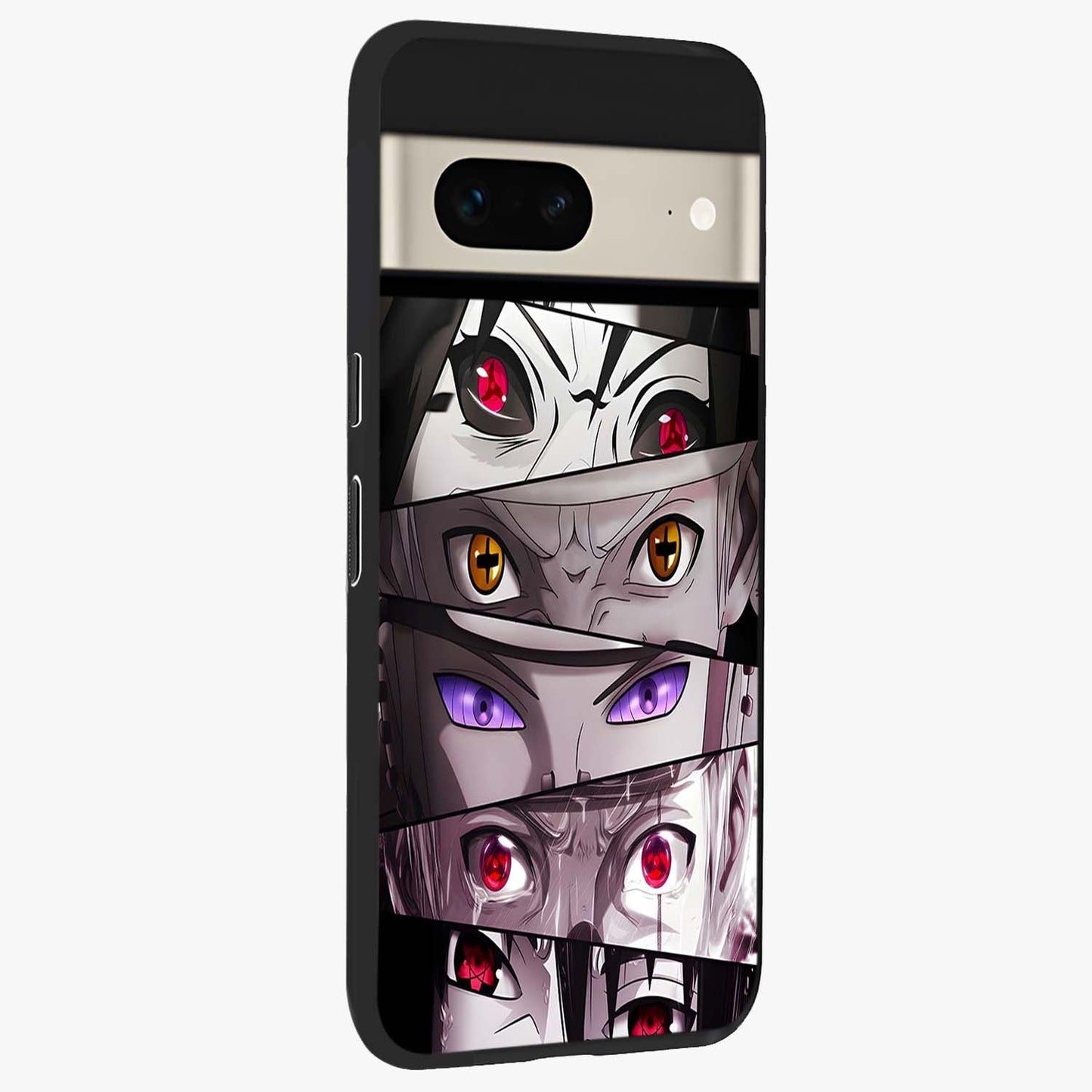 Eyes of Destiny Glass Case upright view showcasing symbolic eye artwork with dramatic artistic theme.