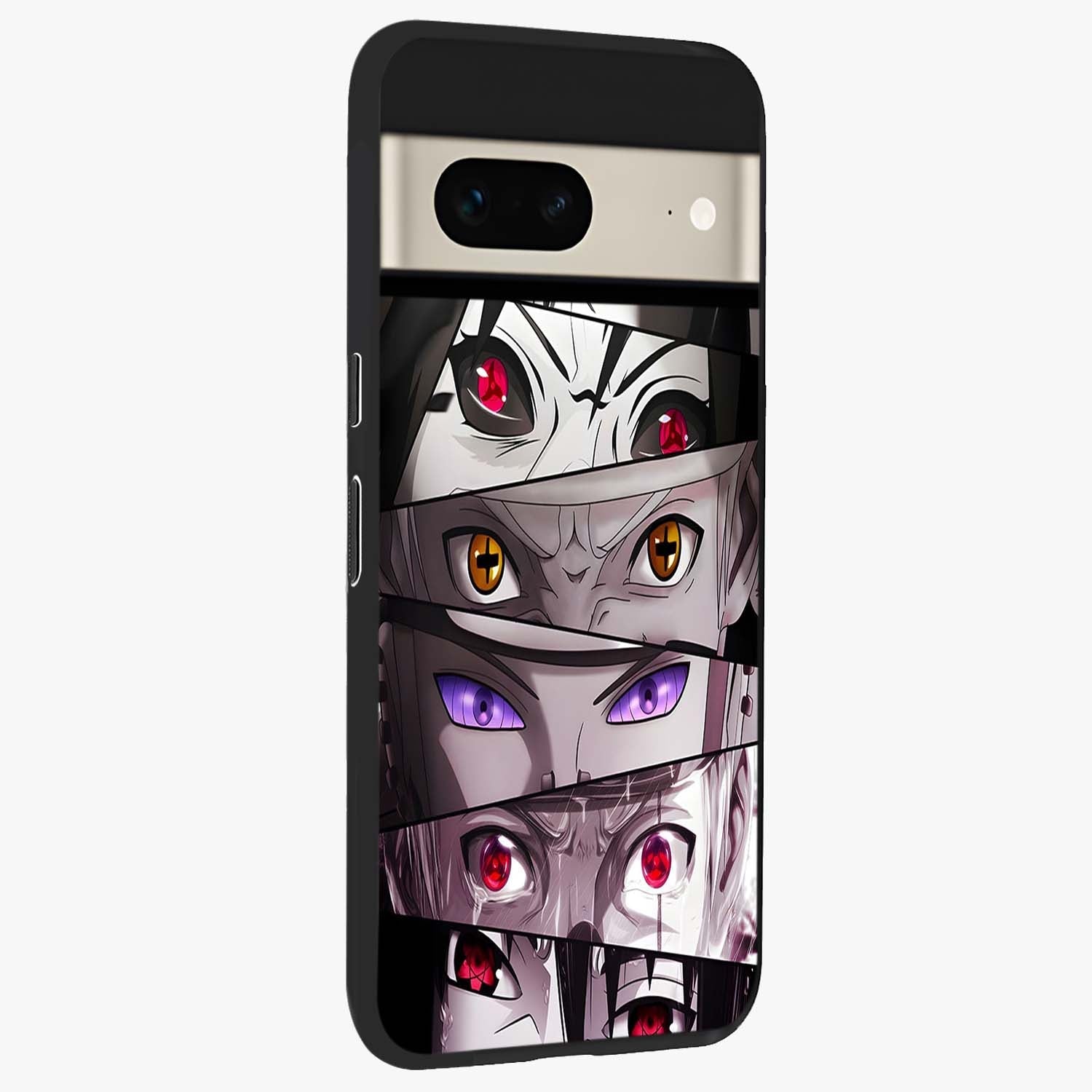 Eyes of Destiny Glass Case upright view showcasing symbolic eye artwork with dramatic artistic theme.