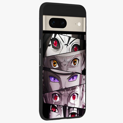 Eyes of Destiny Glass Case upright view showcasing symbolic eye artwork with dramatic artistic theme.
