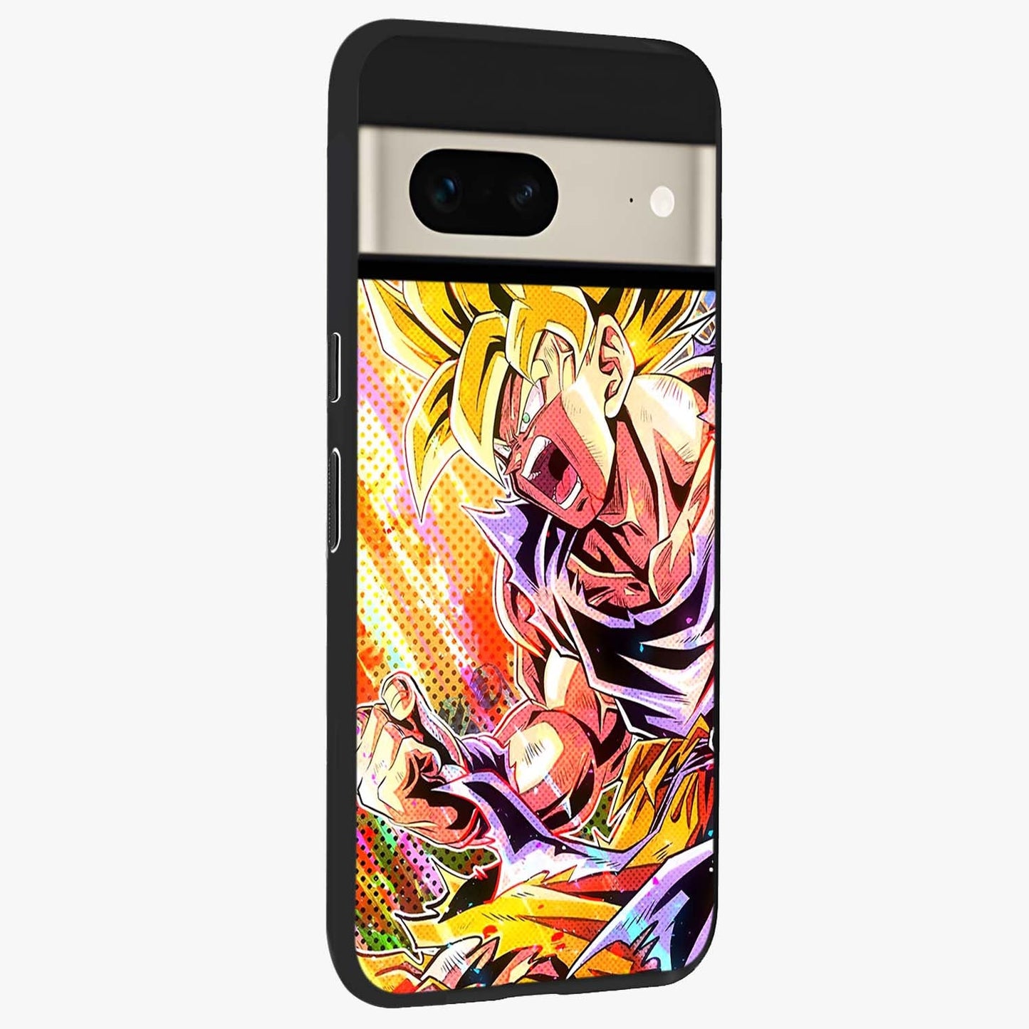 Firing Goku Glass Case upright view showcasing energetic anime artwork with bold warrior theme.