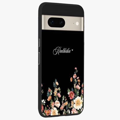 Floral Design With a Custom Personalized Name Glass Case upright view showcasing delicate floral artwork with personalized aesthetic style.