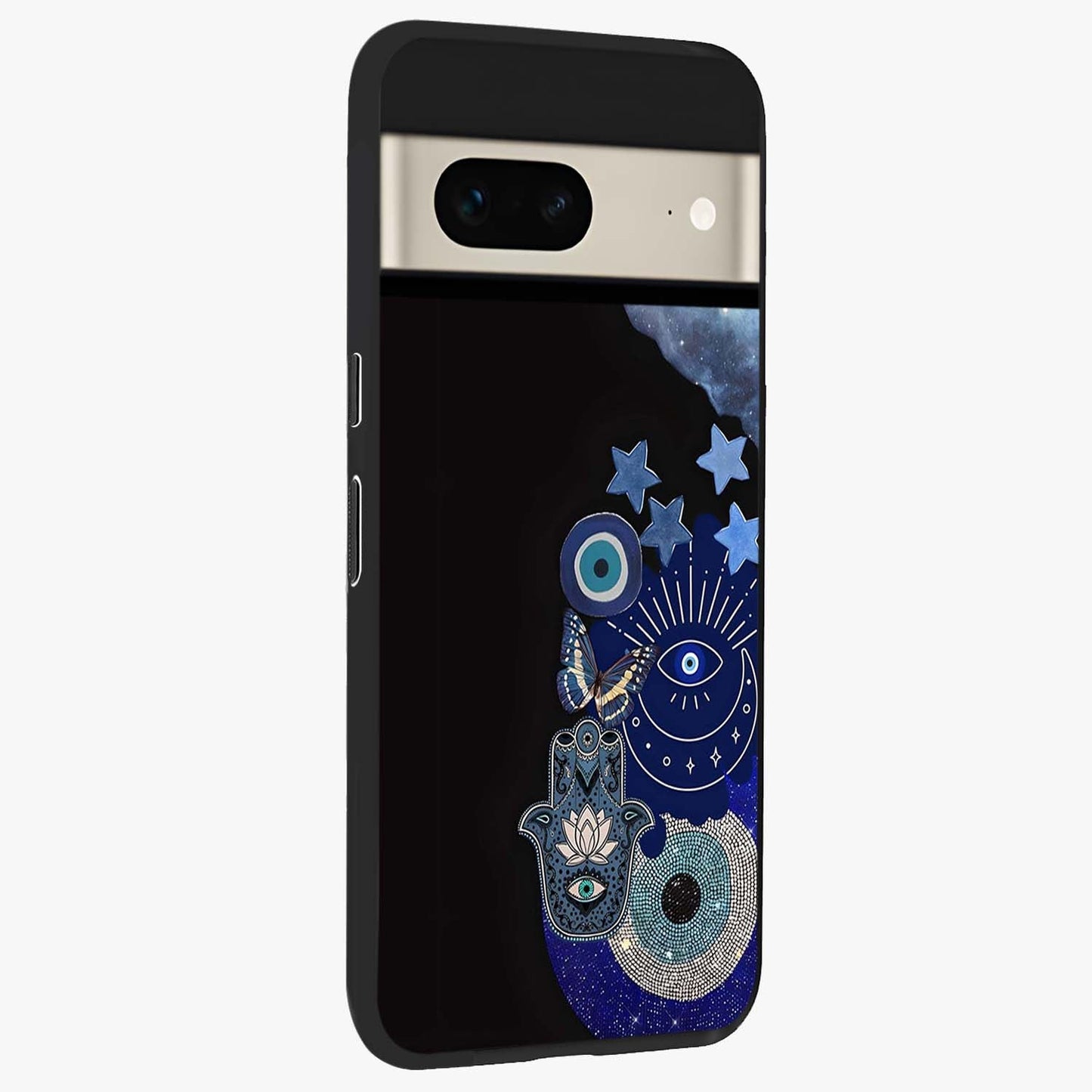 Galactic Charm Cluster Glass Case upright view showcasing glowing cosmic charm artwork with magical celestial style.
