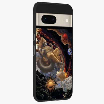 Galactic Divine God Glass Case upright view showcasing mystical divine artwork with dramatic cosmic theme.