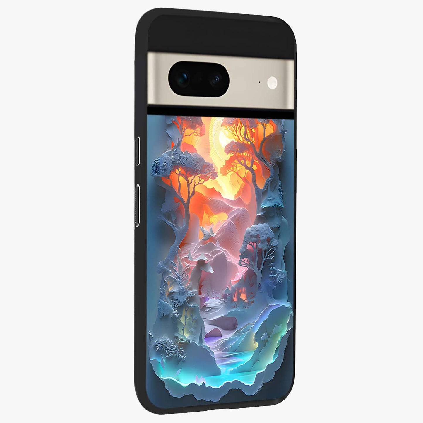 Glow Forest Portal Glass Case upright view showcasing enchanted forest portal artwork with fantasy nature theme.