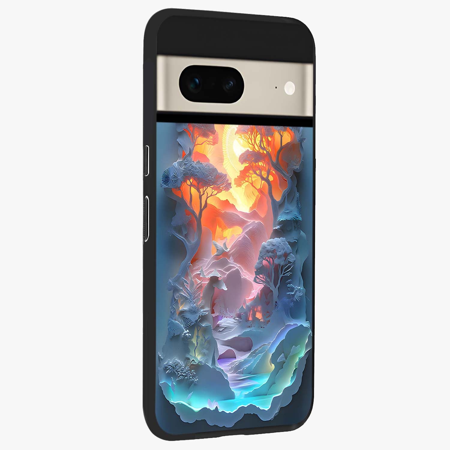Glow Forest Portal Glass Case upright view showcasing enchanted forest portal artwork with fantasy nature theme.
