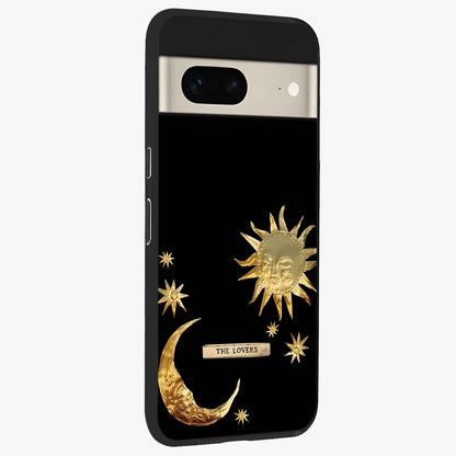 Gold Sun Blush Glass Case upright view showcasing glowing sun artwork with elegant celestial theme.