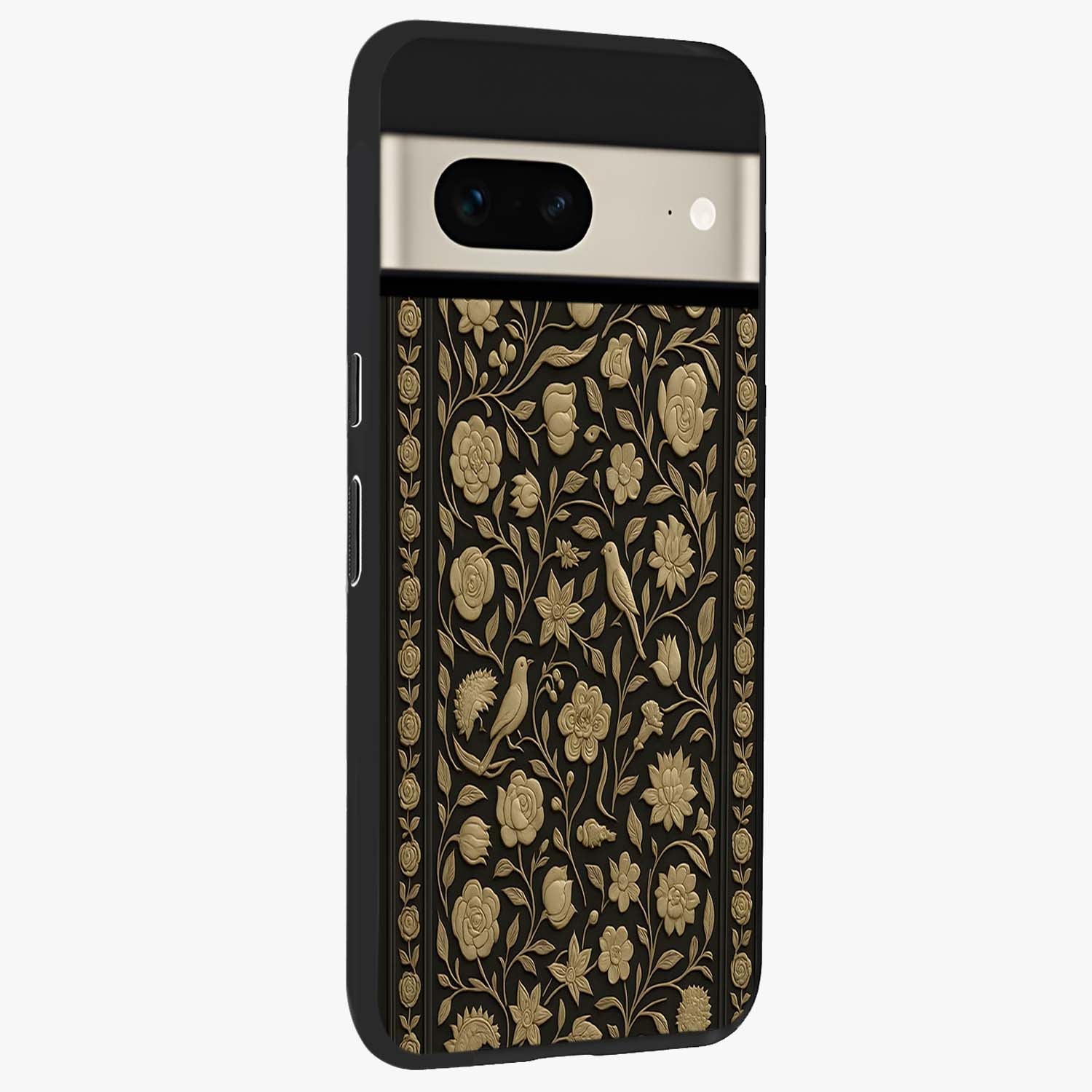 Golden Evil Eye Mandala Glass Case upright view showcasing decorative evil eye mandala artwork with spiritual aesthetic style.