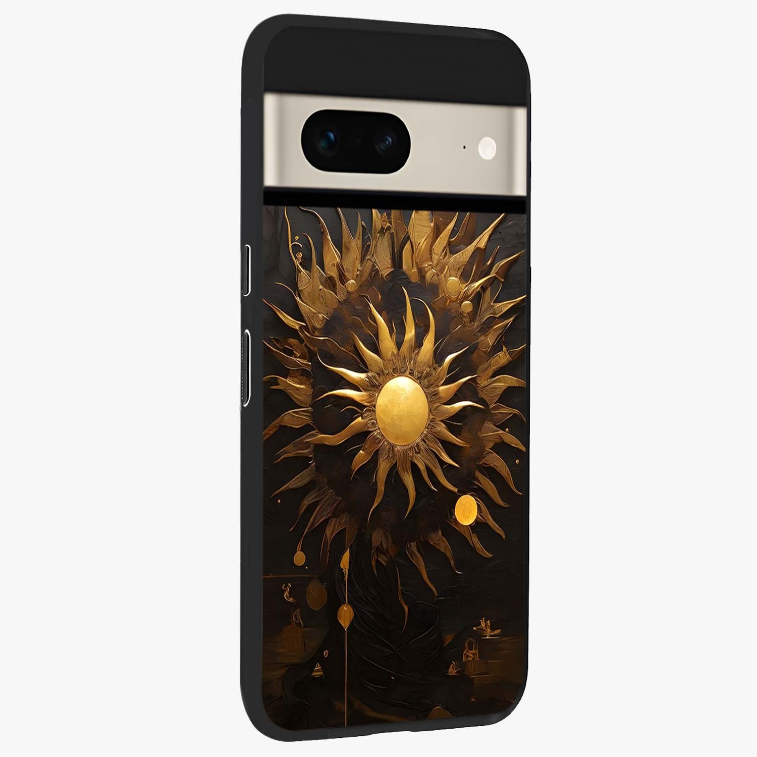 Golden Sun Majesty Glass Case upright view showcasing haunting graveyard artwork with dramatic dark theme.