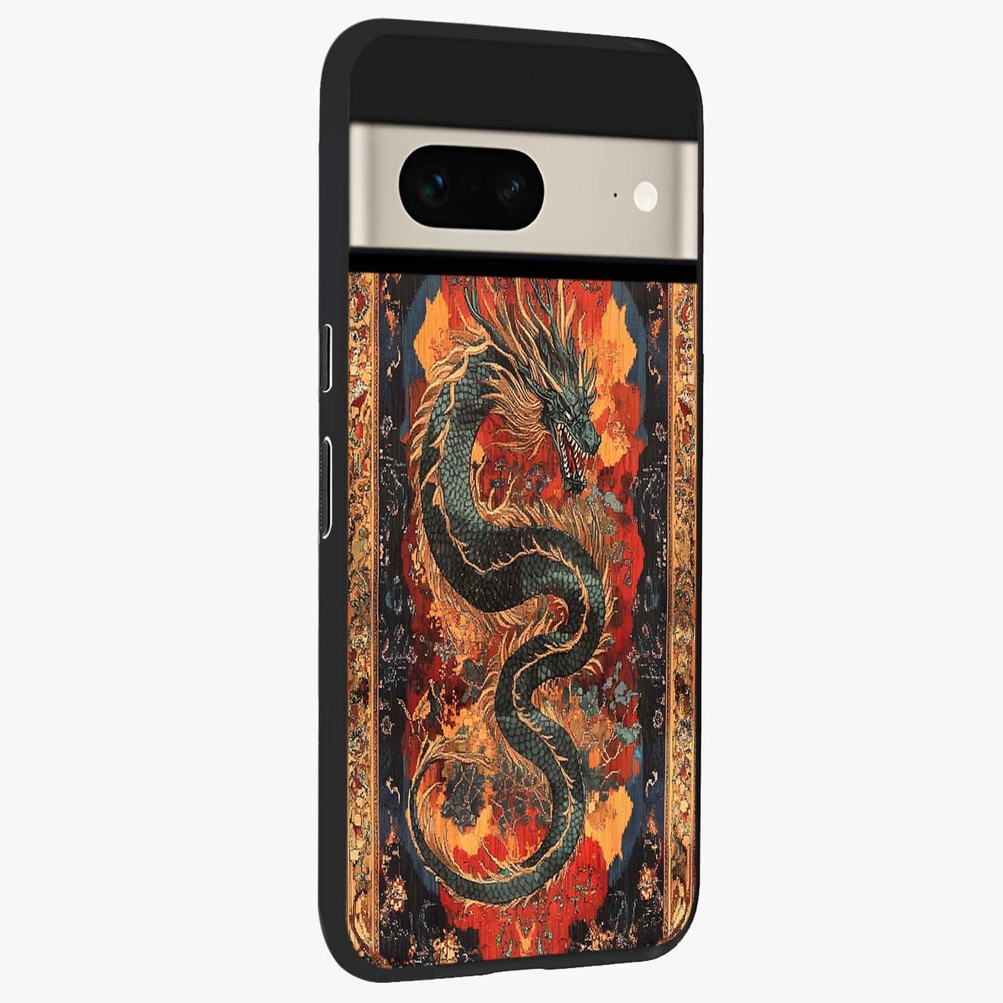 Inferno Dragon Soul Glass Case upright view showcasing intense dragon artwork with fantasy fire theme.