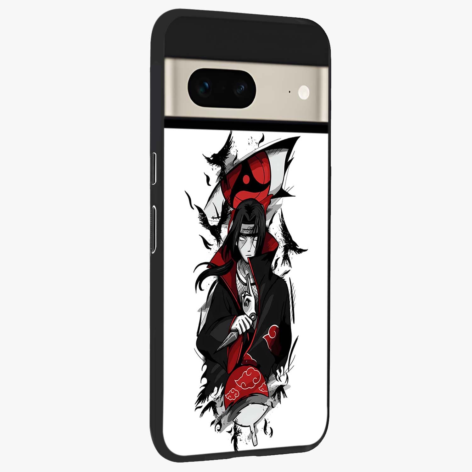 Itachi Limited Edition Naruto Anime Glass Case upright view showcasing intense anime artwork with powerful character theme.