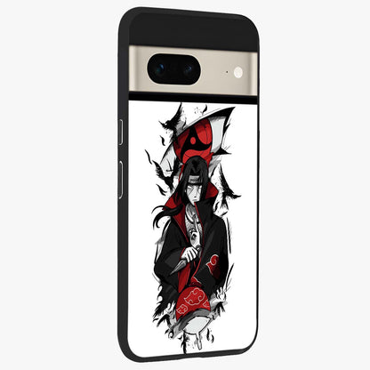 Itachi Limited Edition Naruto Anime Glass Case upright view showcasing intense anime artwork with powerful character theme.